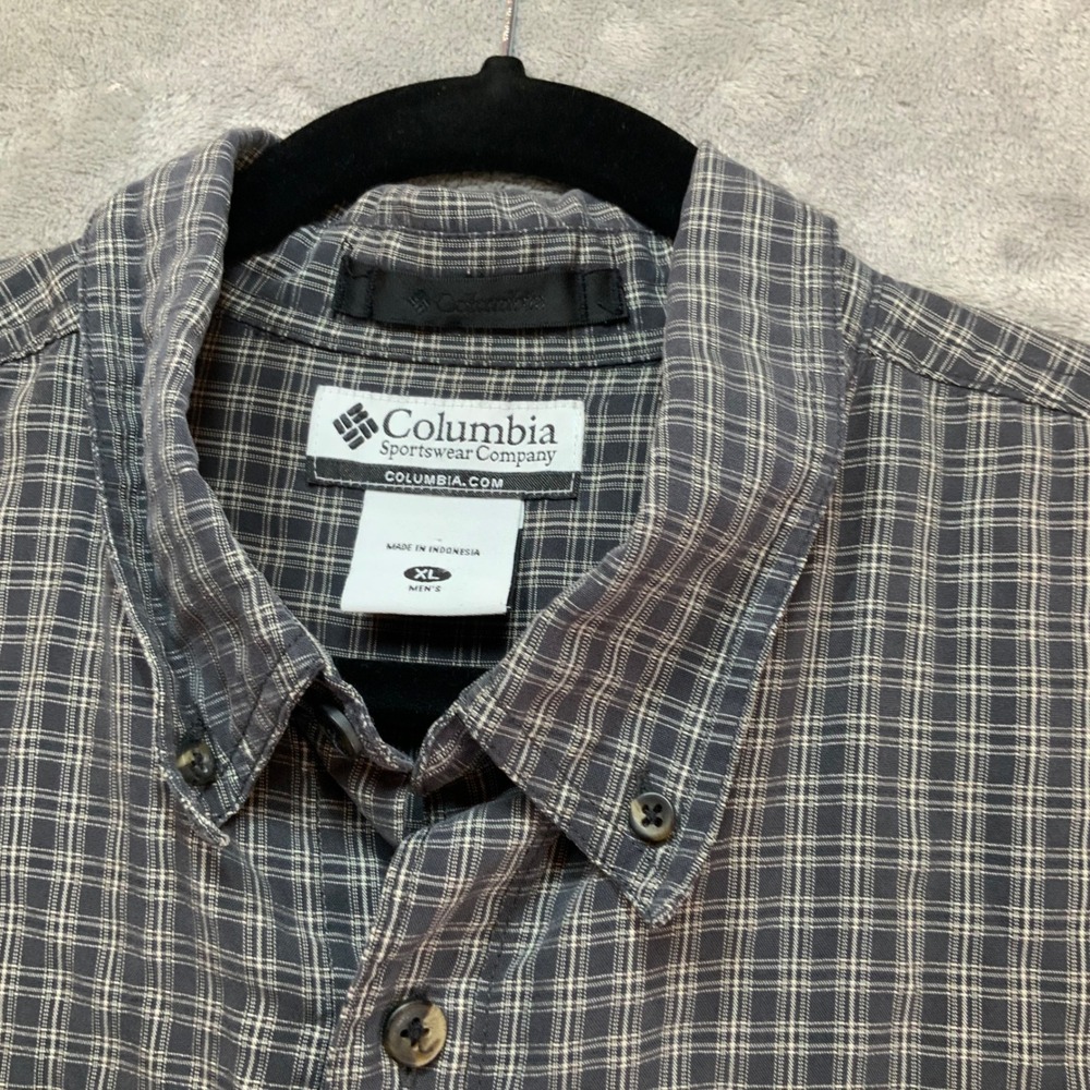 Columbia Mens XL Grey Plaid Long Sleeve Button Down Shirt Modal Blend AM7511 - Picture 2 of 7